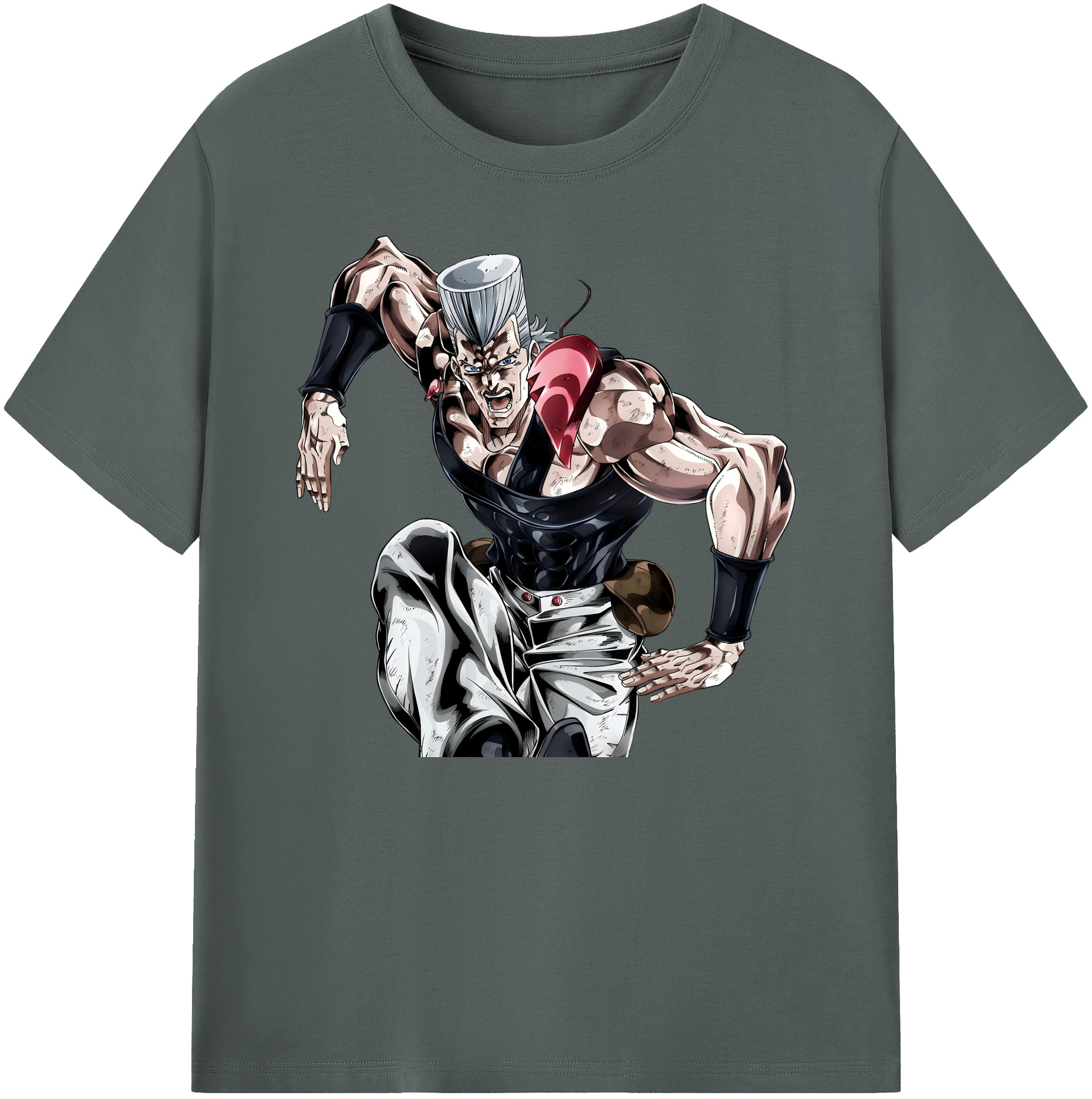（画像用） ジョジョの奇妙な冒険 ジャン＝ピエール?ポルナレフ JoJo's Bizarre Adventure Jan Pierre Polnareff 綿100％ メンズ半袖Tシャツ｜肌触りやわらか＆通気性